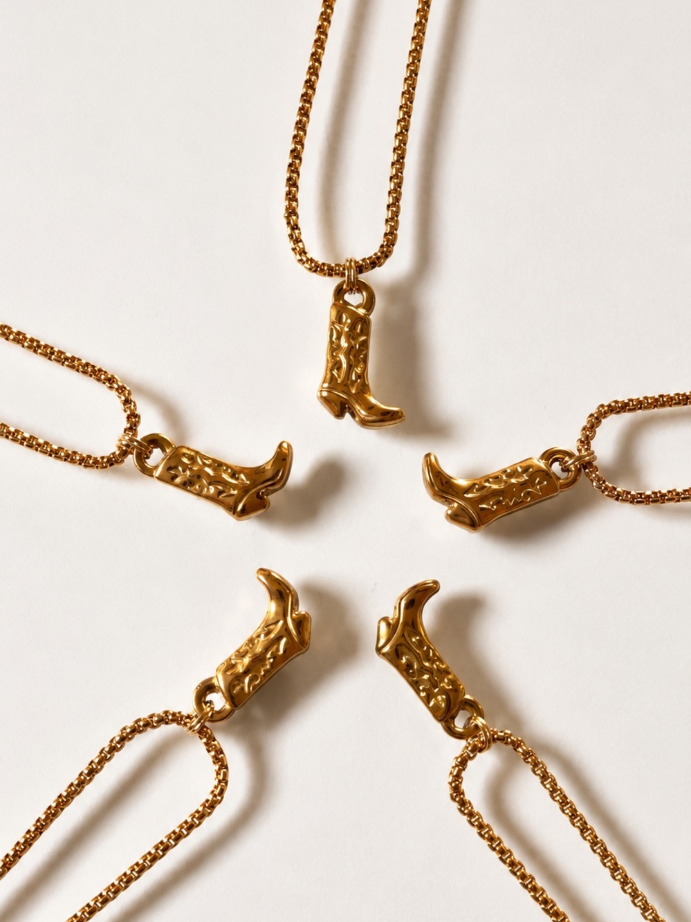 Gold Plated Cowboy Boot Pendant Necklace